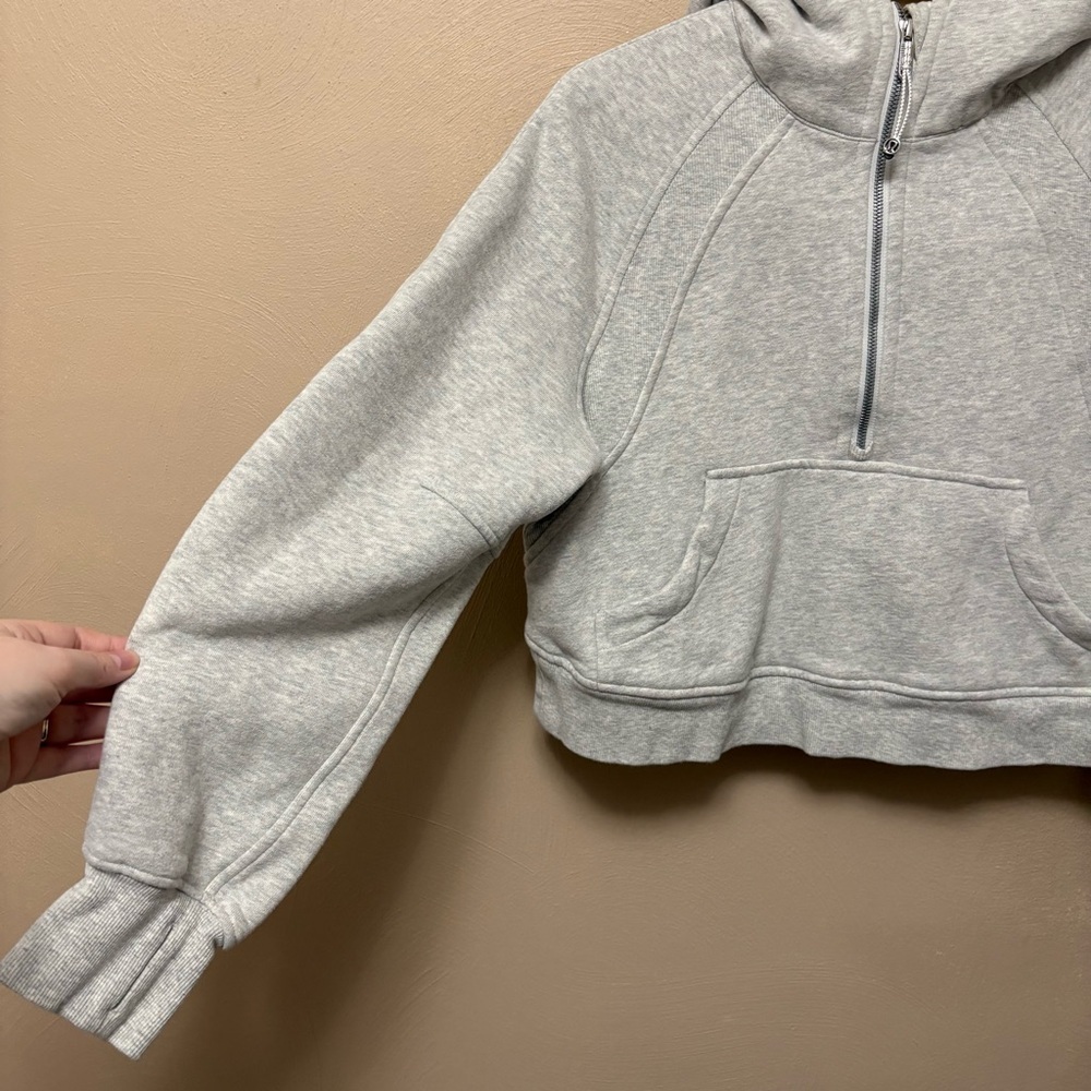Lululemon Scuba Oversized 1/2 Zip Hoodie Heathered Core Ultra Light Grey XS/S - Picture 6 of 14